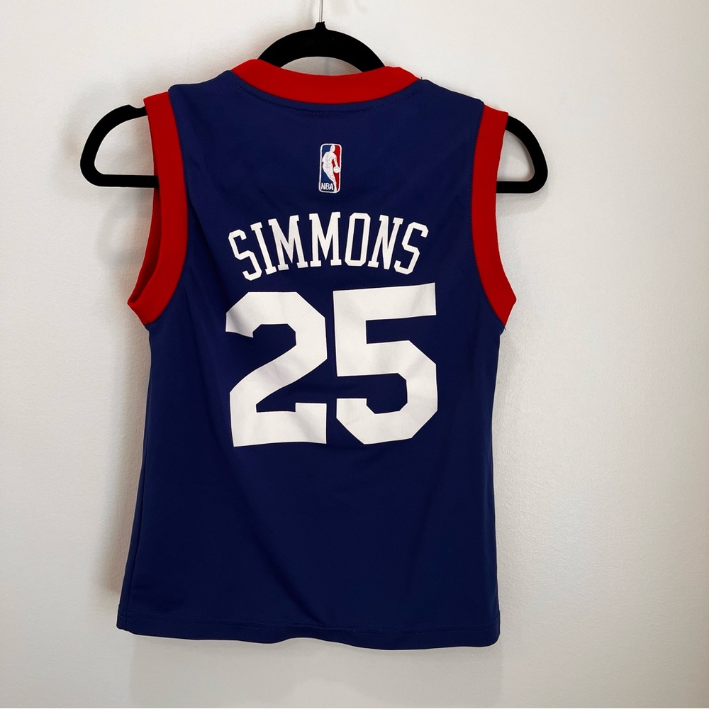 Nike NBA Philadelphia 76ers Simmons #25 Basketball Jersey Kid's Small Blue Phila - Picture 6 of 7